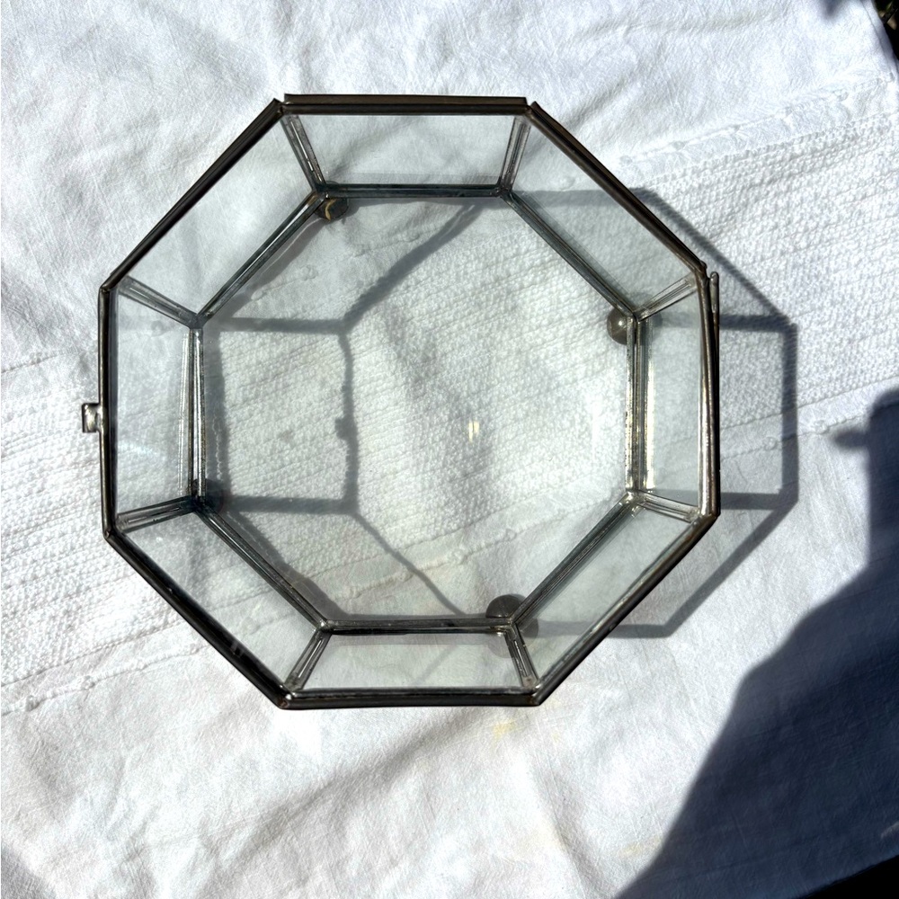 Geometric Glass and Metal Octagonal Box